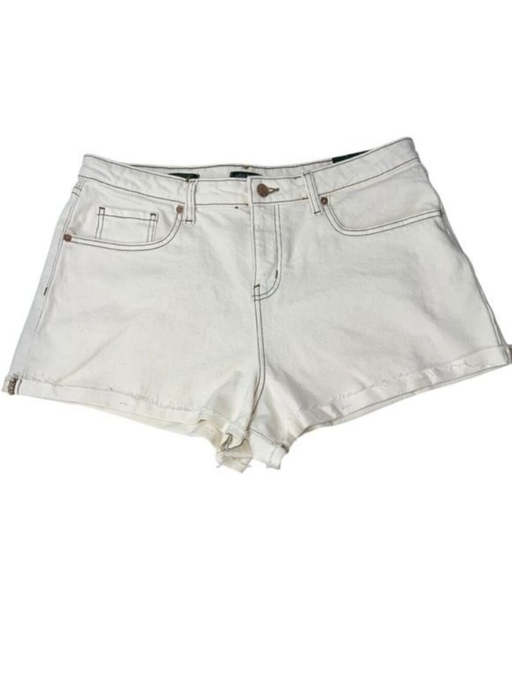 Wild Fable High-Rise Womens Shorts 14 Off White Cotton Blend Rolled Cuff